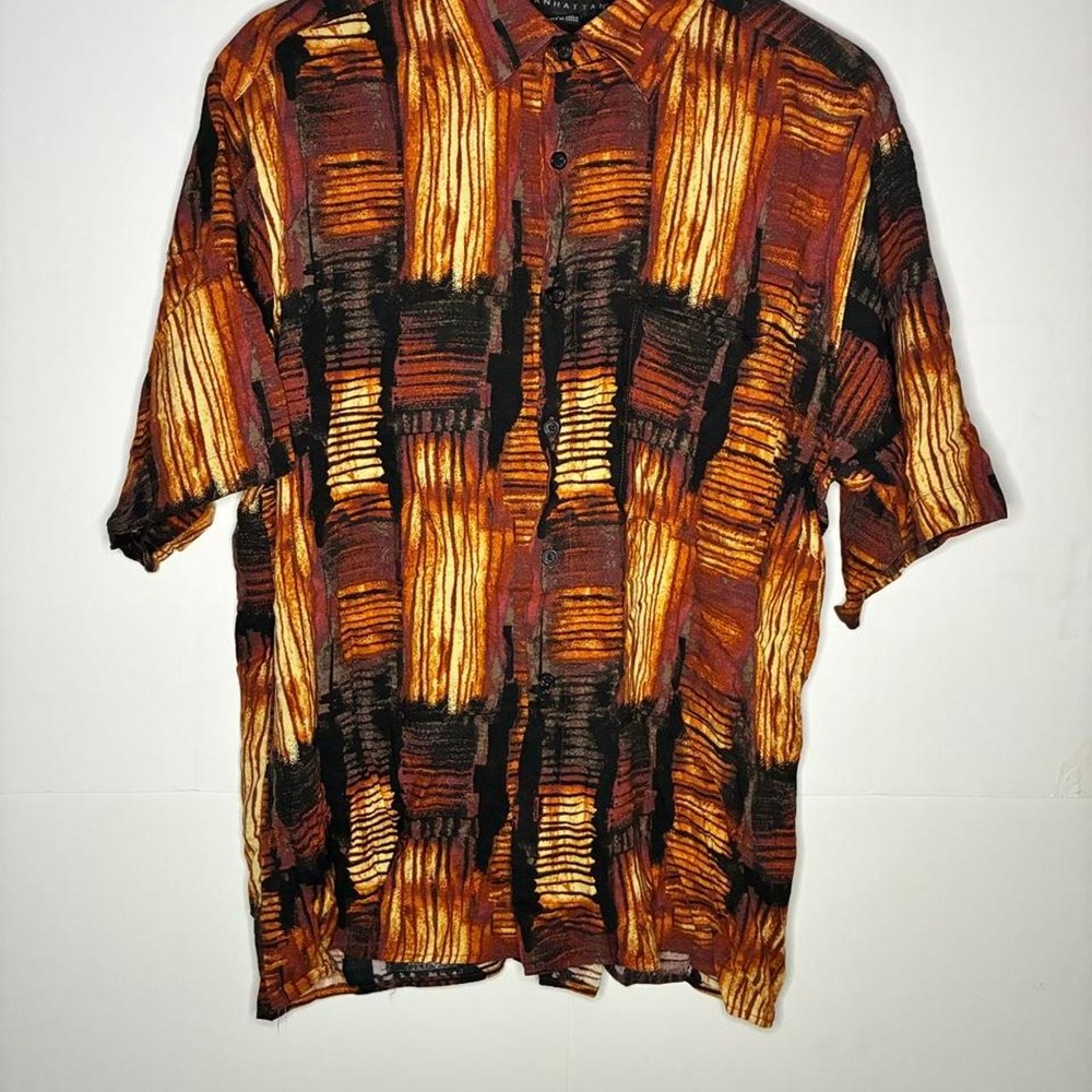 Manhattan Brown & Black Abstract Striped Button Up Shirt